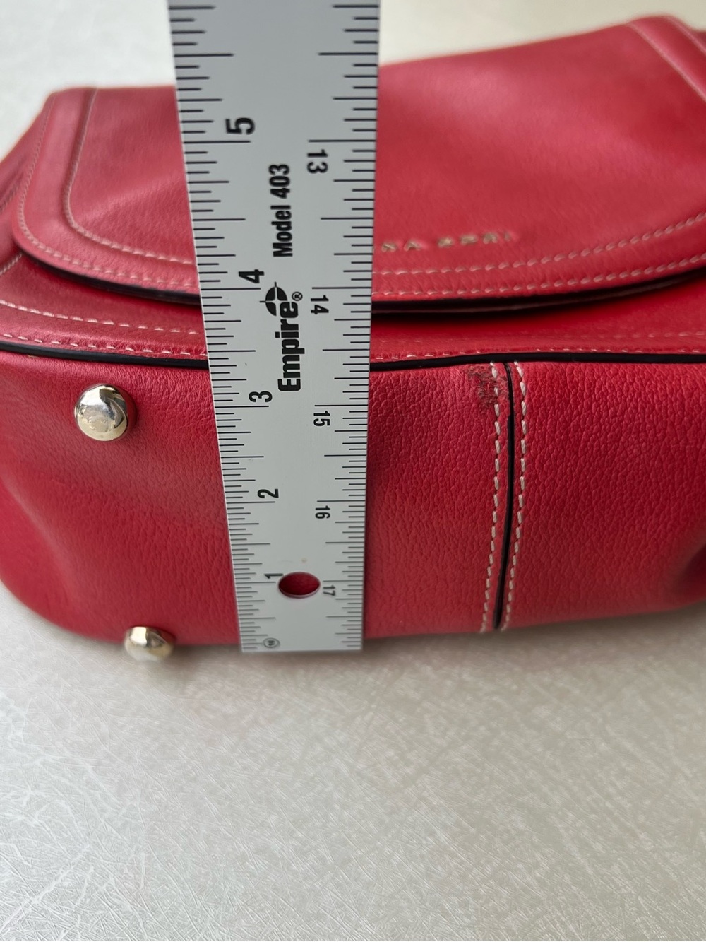 Anna Cori Rossa Vitello Red Leather Crossbody Saddle Bag - Picture 6 of 12